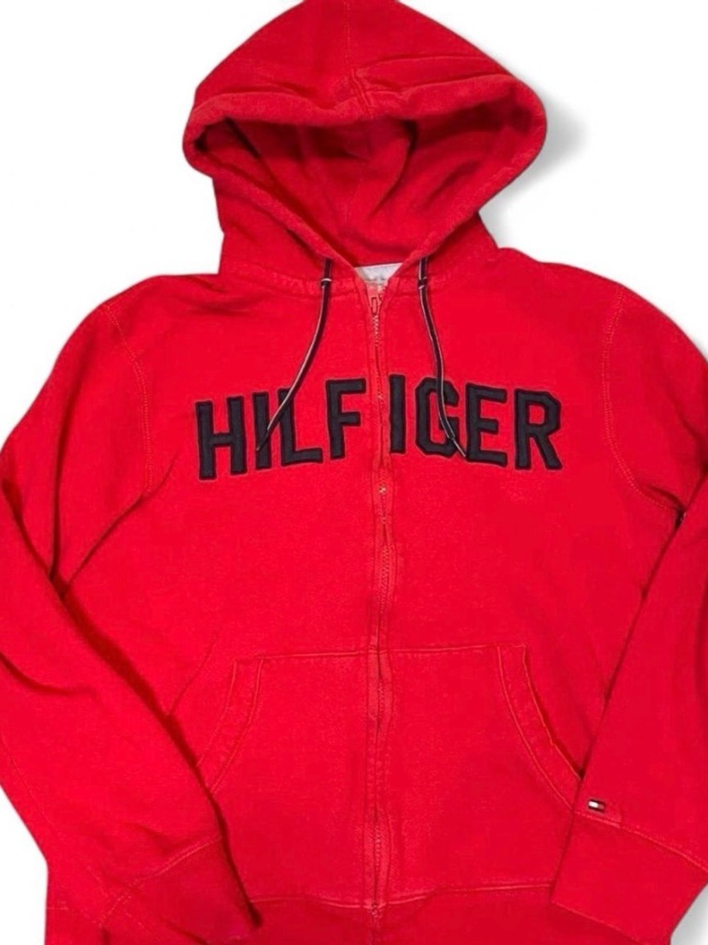 Tommy Hilfiger Men's Red Full-Zip Spellout Hoodie Jacket
